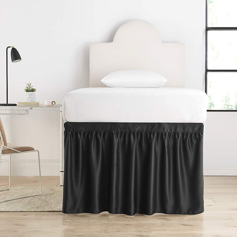 Luxury Plush Dorm Sized Bed Skirt Panel with Ties (1 Panel)