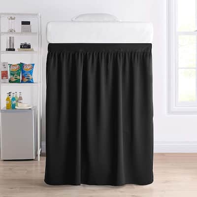 Luxury Plush Extended Dorm Sized Bed Skirt Panel with Ties (1 Panel) - For Raised or lofted beds