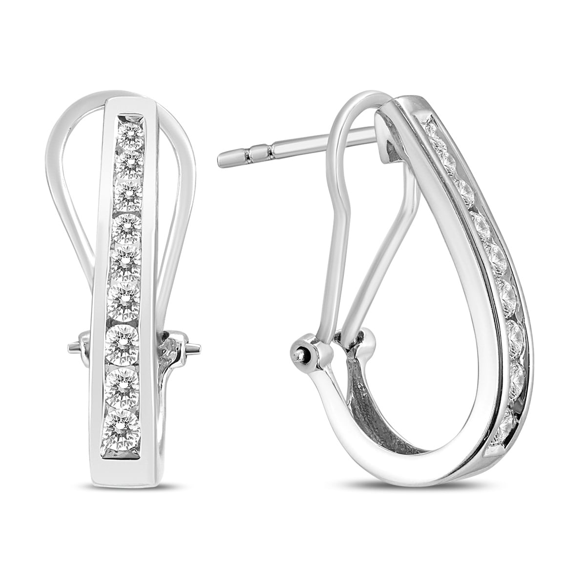 1 2 Carat Tw Channel Set Diamond Omega Back Hoop Earrings In White Gold H I Color Si1 Si2 Clarity On Sale Overstock