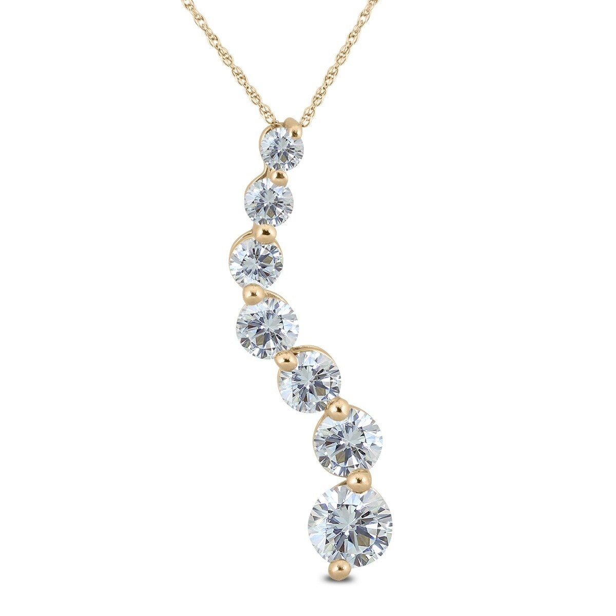 1 Carat Tw Diamond Journey Pendant In 14k Yellow Gold Overstock 27566127