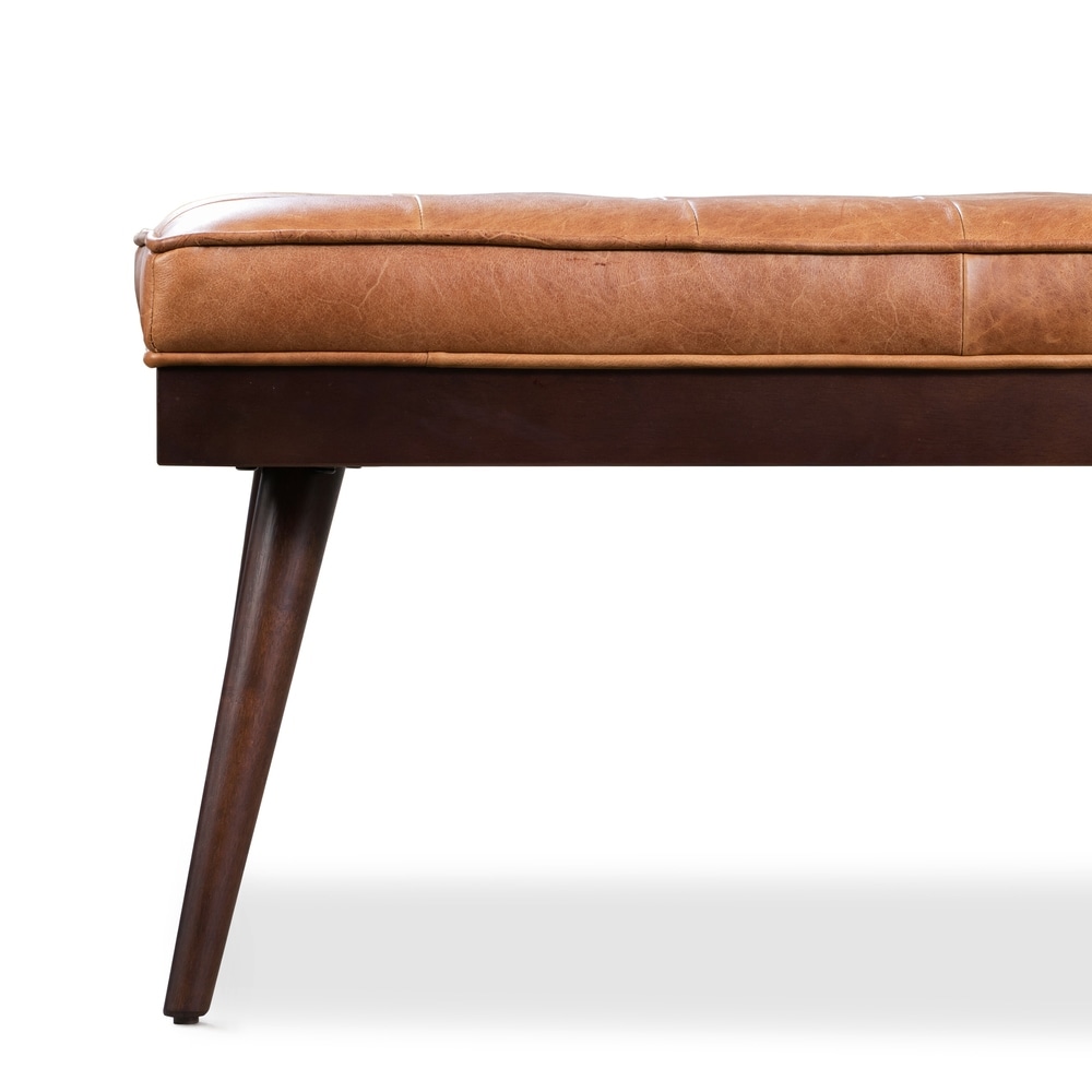 Luca Leather Bench in Cognac Tan | Poly & Bark