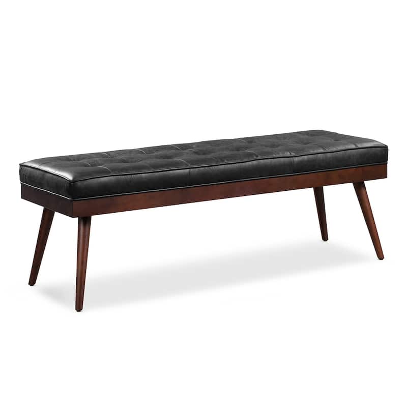 Poly & Bark Luca Bench - Full Grain Genuine Italian Leather - Onyx Black