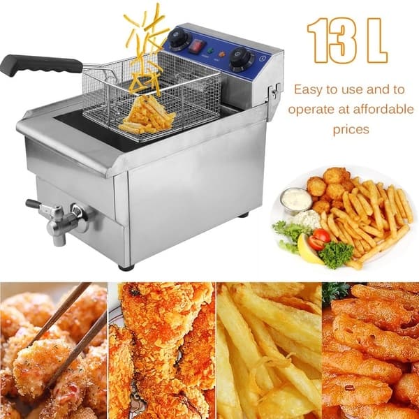 13L Temperature Control Timing Stainless Steel Single Container Electric  Fryer - Bed Bath & Beyond - 27568377