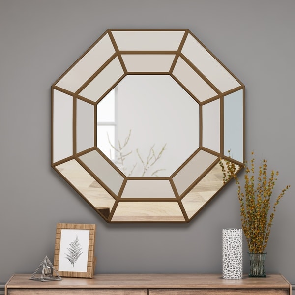 Crider Modern Raised Octagon Mirror with Accents by Christopher Knight Home
