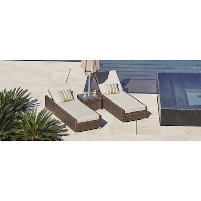 3-piece Outdoor Sun Chaise Lounger Set Wicker Patio Chairs and Side Table by Moda Furnishings