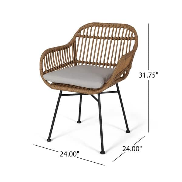 dimension image slide 0 of 2, Christopher Knight Home Orlando Woven Faux Rattan Chairs (Set of 2)