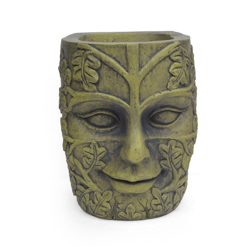 Ash Outdoor Mother Earth Urn by Christopher Knight Home - Antique Green Finish