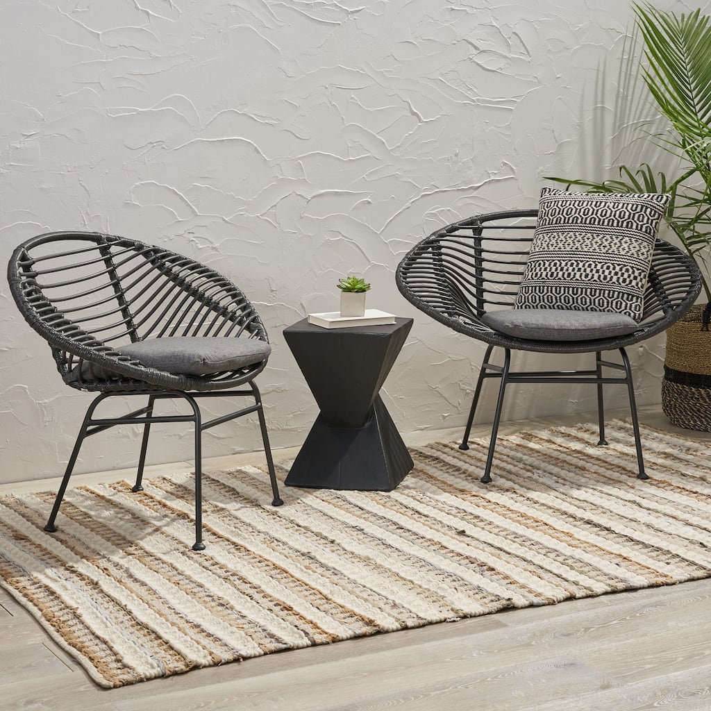 San Antonio Indoor Woven Faux Rattan Chairs with Cushions (Set of 2) by Christopher Knight Home