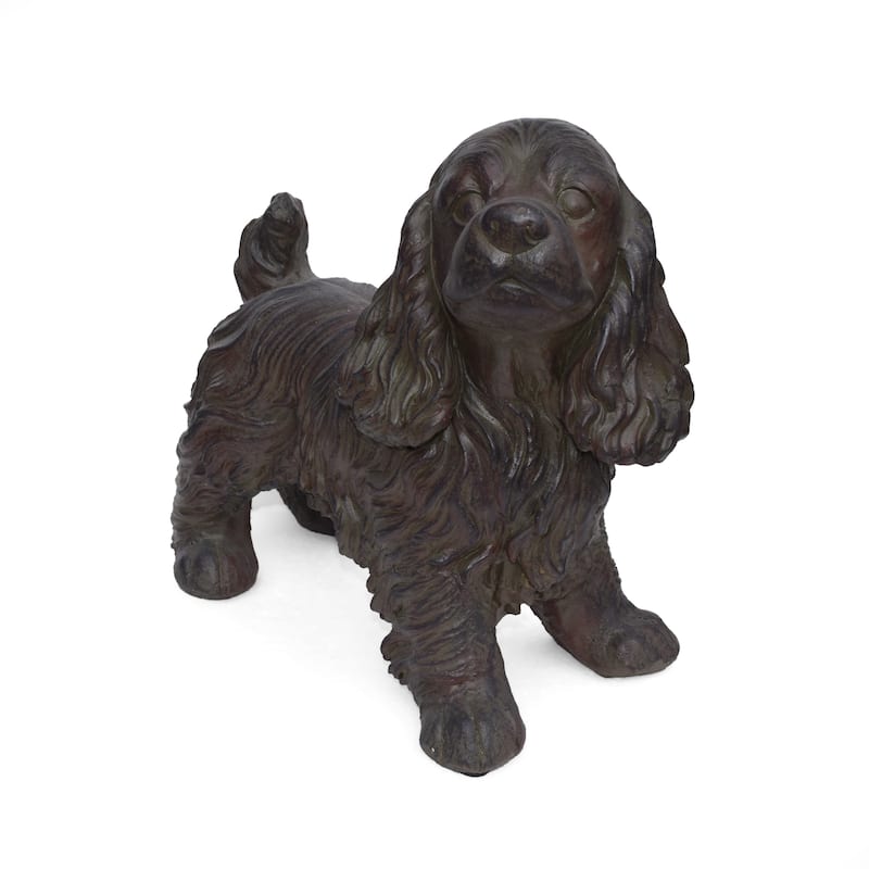 Josie Outdoor Cocker Spaniel Dog Garden Statue by Christopher Knight Home - Brown Finish
