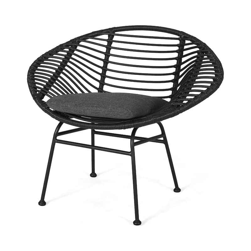 San Antonio Outdoor Woven Faux Rattan Chairs with Cushions (Set of 2) by Christopher Knight Home