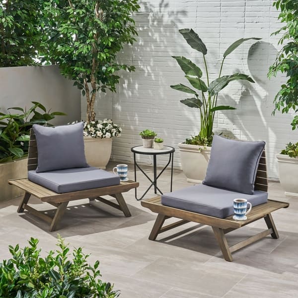 slide 1 of 15, Sedona Outdoor Acacia Wood Chair (Set of 2) by Christopher Knight Home
