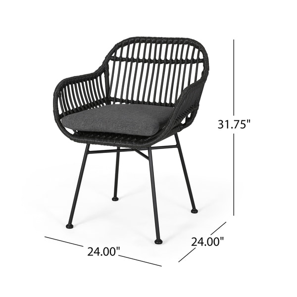 Orlando Outdoor Woven Faux Rattan Chairs with Cushions (Set of 2) by Christopher Knight Home