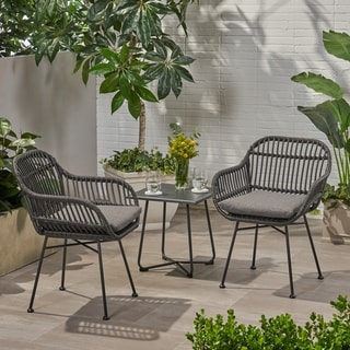 Orlando Outdoor Woven Faux Rattan Chairs with Cushions (Set of 2) by Christopher Knight Home