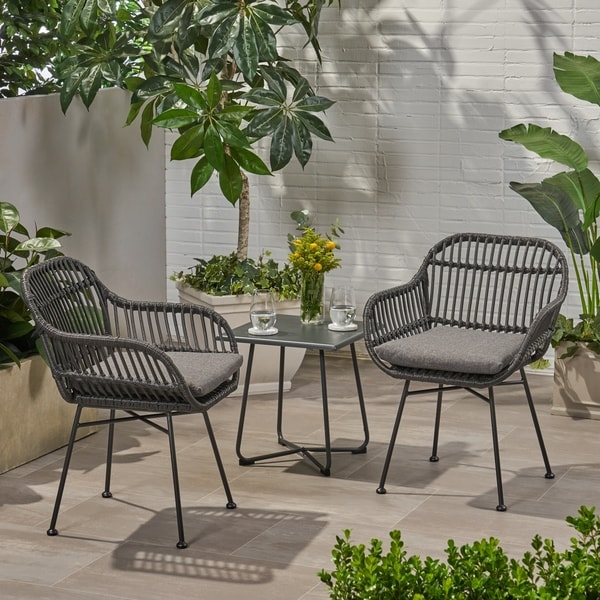 Shop Colmar Outdoor 3-piece Bistro Set by Christopher Knight Home