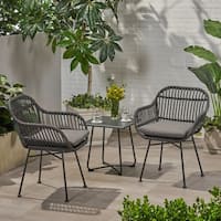 Orlando Outdoor Woven Faux Rattan Chairs with Cushions (Set of 2) by Christopher Knight Home