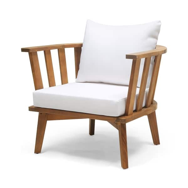 Shop Solano Outdoor Wooden Club Chair With Cushions By Christopher Knight Home On Sale Overstock 27569219