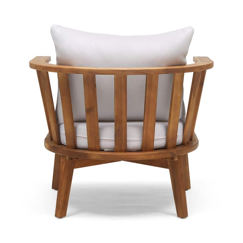 Solano Outdoor Wooden Club Chair with Cushions by Christopher Knight Home