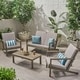 preview thumbnail 2 of 25, Leah Outdoor 4 Seater Chat Set with Cushions by Christopher Knight Home