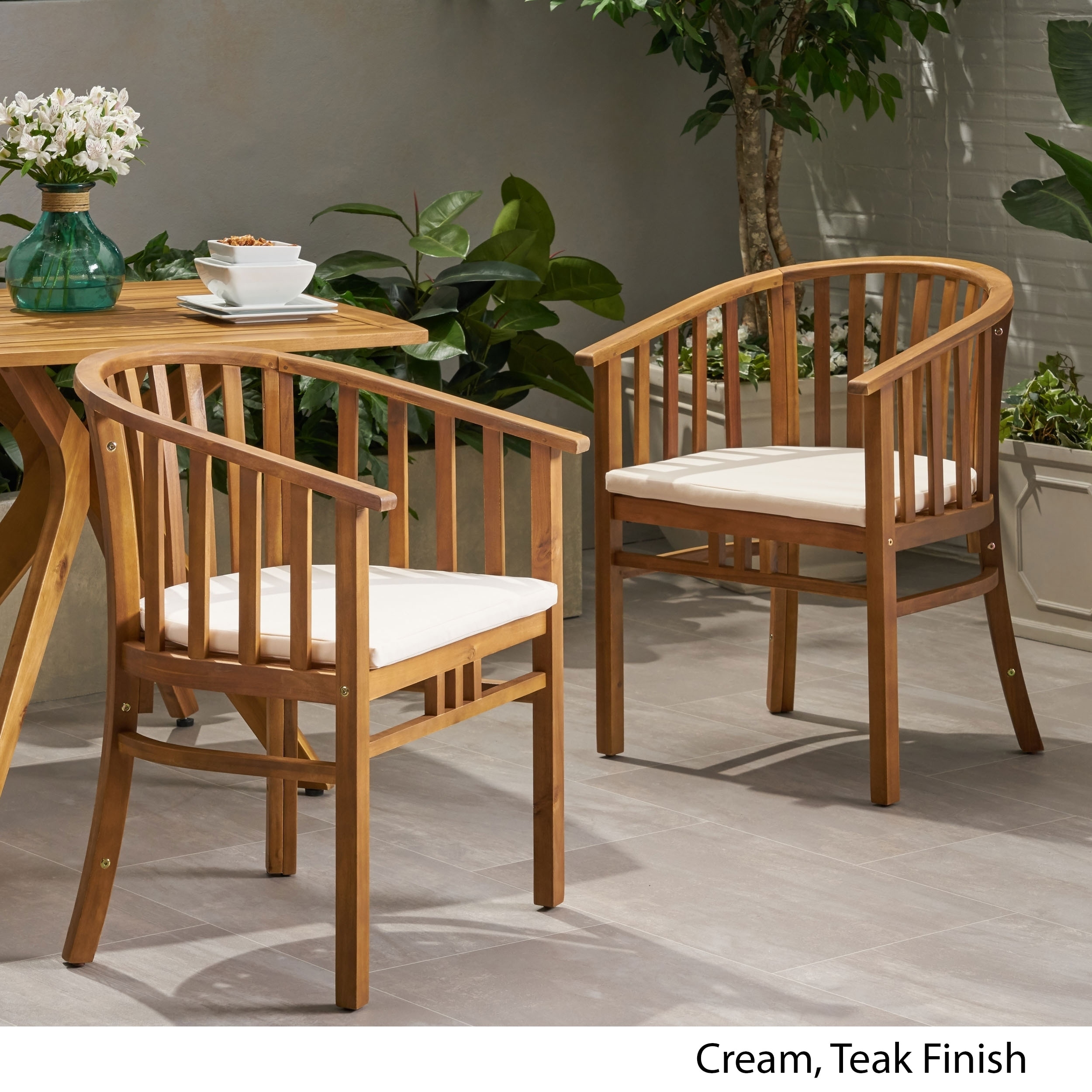 Alondra Outdoor Wooden Dining Chairs With Cushions Set Of 2 By Christopher Knight Home N A On Sale Overstock 27569235