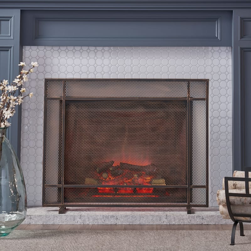 Cabarrus Modern Single Panel Fireplace screen by Christopher Knight Home - N/A