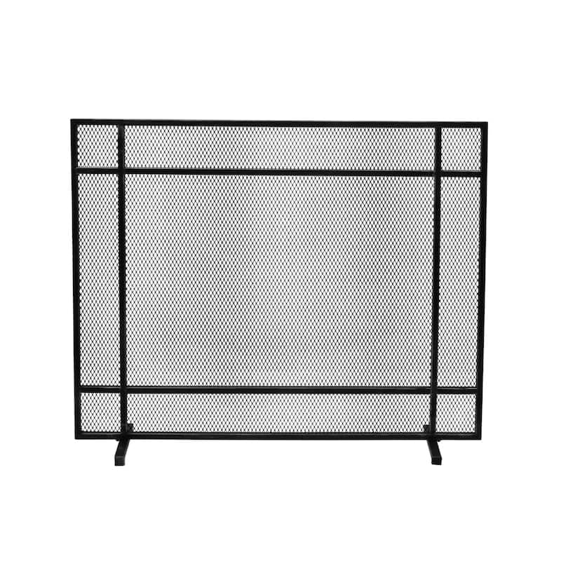 Cabarrus Modern Single Panel Fireplace screen by Christopher Knight Home - N/A - Black Brushed Silver Finish