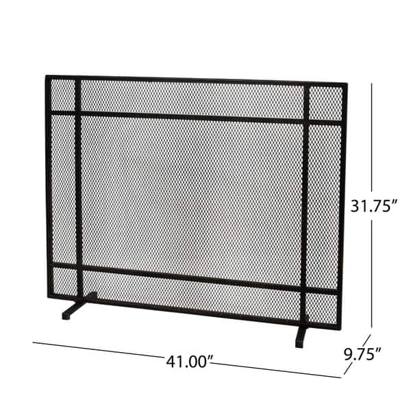 dimension image slide 2 of 3, Cabarrus Modern Single Panel Fireplace screen by Christopher Knight Home