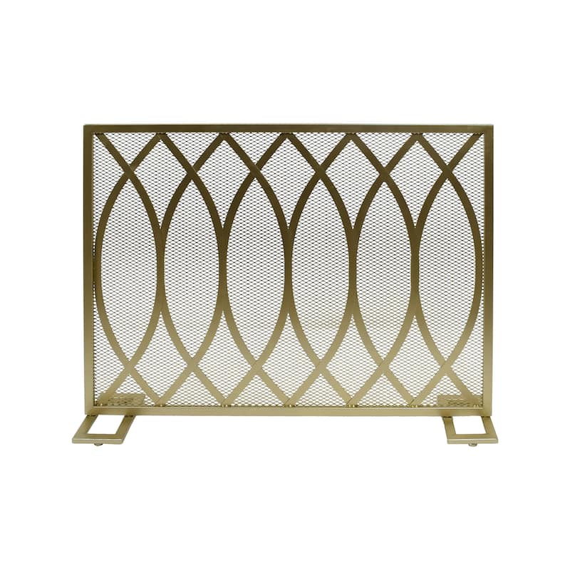 Buncombe Modern Single Panel Fireplace screen by Christopher Knight Home - 30.75" H x 41.00" W x 8.00" D - Gold Finish