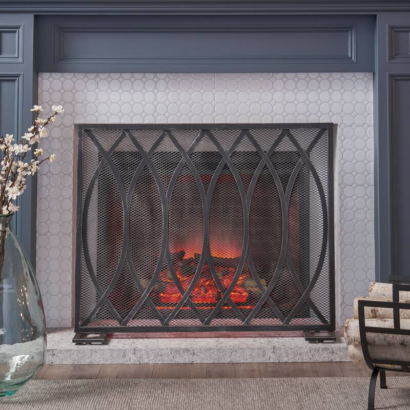 Buncombe Modern Single Panel Fireplace screen by Christopher Knight Home - 30.75" H x 41.00" W x 8.00" D