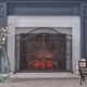 preview thumbnail 1 of 16, Pendleton Modern Three Panel Fireplace screen with Door by Christopher Knight Home