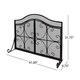 preview thumbnail 14 of 16, Pendleton Modern Three Panel Fireplace screen with Door by Christopher Knight Home