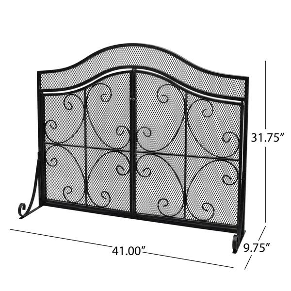 dimension image slide 1 of 3, Pendleton Modern Three Panel Fireplace screen with Door by Christopher Knight Home
