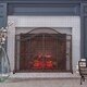 preview thumbnail 7 of 16, Pendleton Modern Three Panel Fireplace screen with Door by Christopher Knight Home