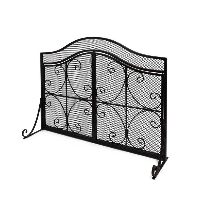 Pendleton Modern Three Panel Fireplace screen with Door by Christopher Knight Home