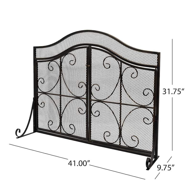 Pendleton Modern Three Panel Fireplace screen with Door by Christopher Knight Home
