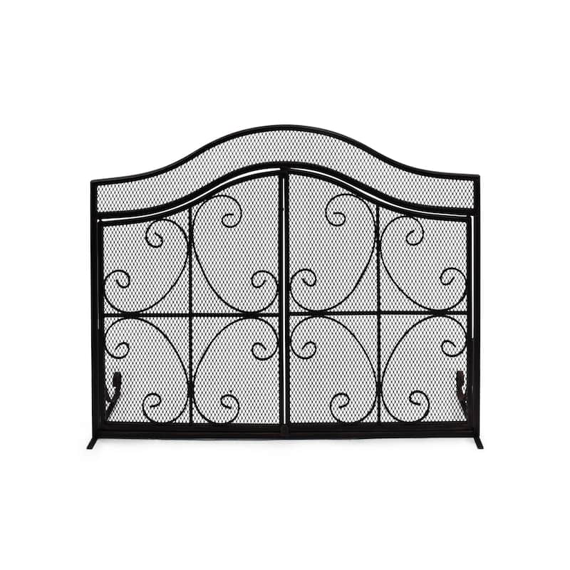 Pendleton Modern Three Panel Fireplace screen with Door by Christopher Knight Home