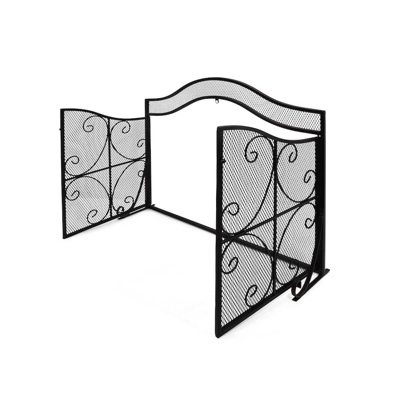Pendleton Modern Three Panel Fireplace screen with Door by Christopher Knight Home