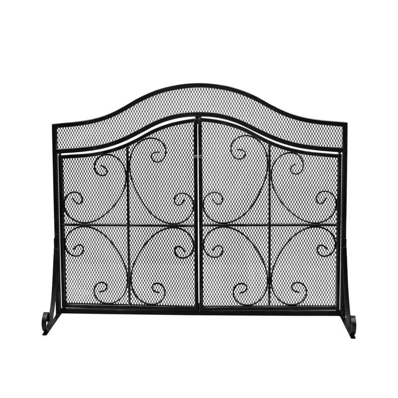 Pendleton Modern Three Panel Fireplace screen with Door by Christopher Knight Home
