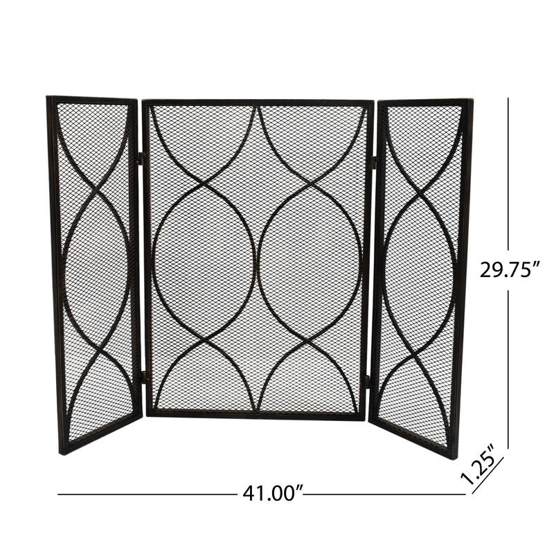 Pleasants Modern Three Panel Fireplace screen by Christopher Knight Home - 1.25W x 41.00L x 29.75H