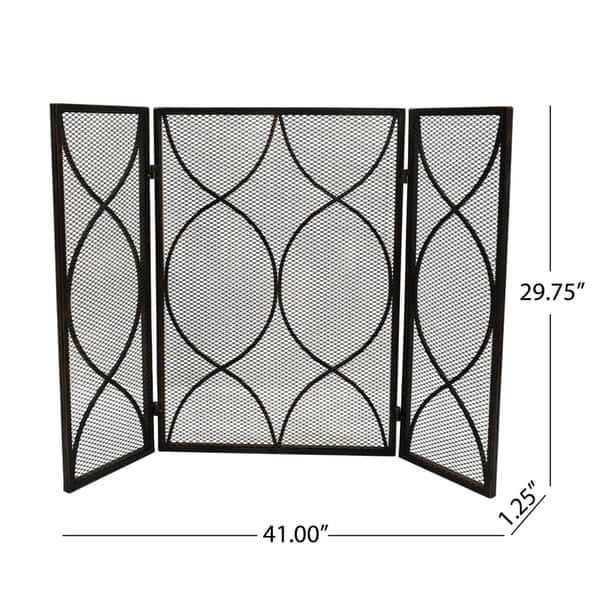 dimension image slide 2 of 3, Pleasants Modern Three Panel Fireplace screen by Christopher Knight Home - 1.25W x 41.00L x 29.75H