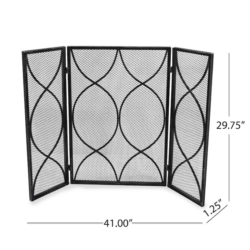 Pleasants Modern Three Panel Fireplace screen by Christopher Knight Home - 1.25W x 41.00L x 29.75H