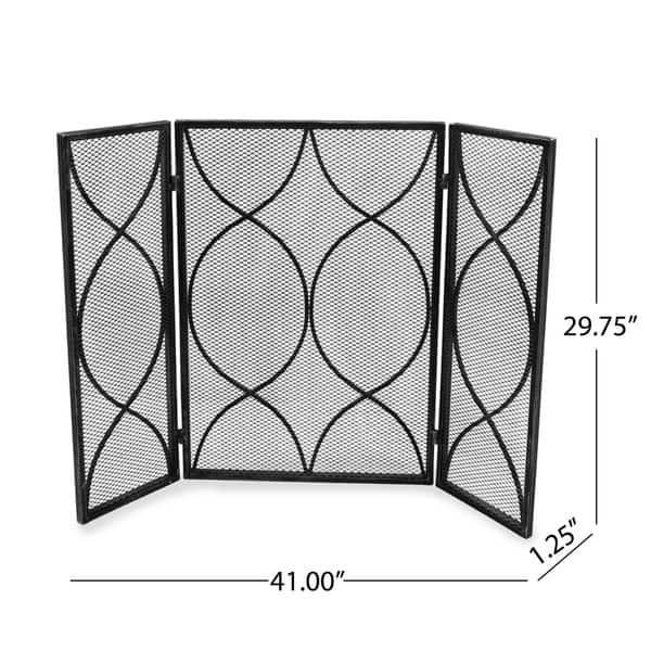 dimension image slide 0 of 3, Pleasants Modern Three Panel Fireplace screen by Christopher Knight Home - 1.25W x 41.00L x 29.75H