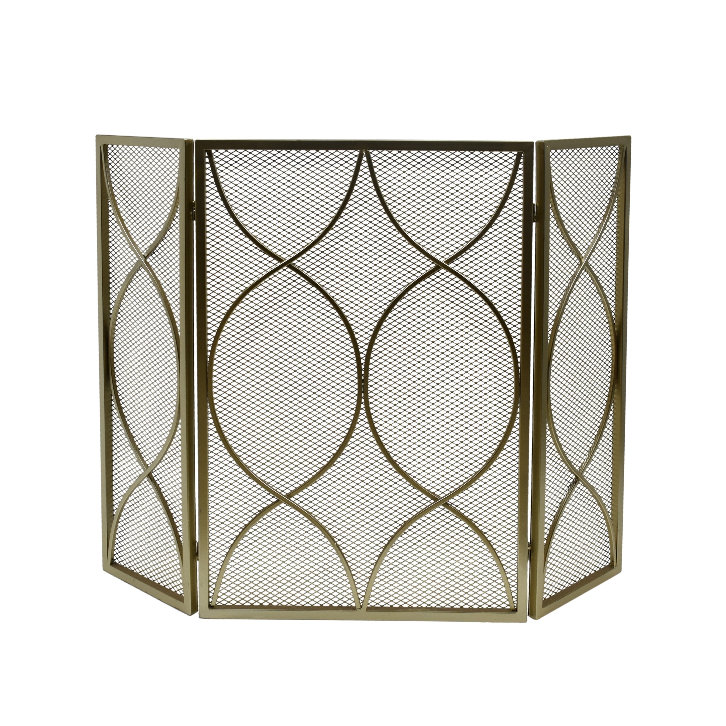 Christopher Knight Home Amiyah Panelled Iron Fireplace Screen, Gold - 4
