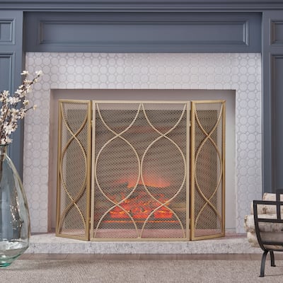 Pleasants Modern Three Panel Fireplace screen by Christopher Knight Home - 1.25W x 41.00L x 29.75H