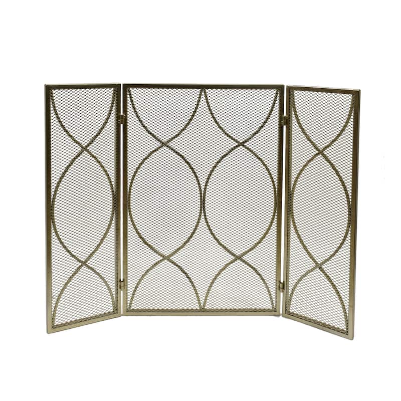 Pleasants Modern Three Panel Fireplace screen by Christopher Knight Home - 1.25W x 41.00L x 29.75H - Gold Finish