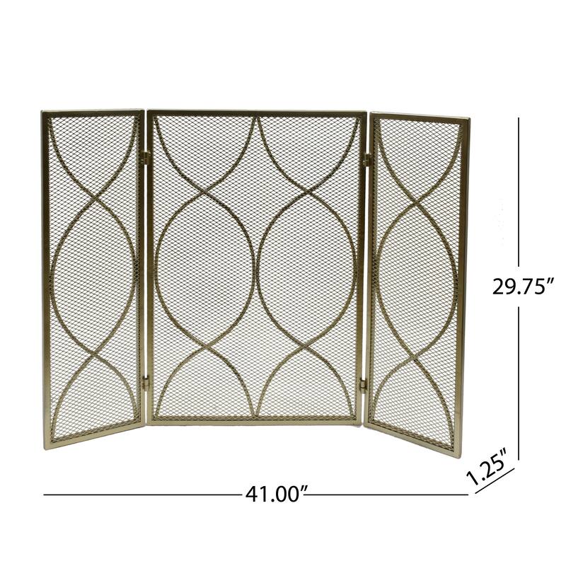 Pleasants Modern Three Panel Fireplace screen by Christopher Knight Home - 1.25W x 41.00L x 29.75H