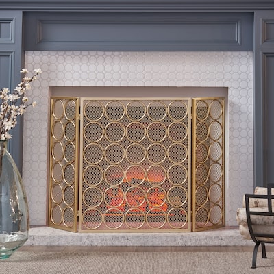 Hartly Modern Three Panel Fireplace screen by Christopher Knight Home - 30.00" H x 46.75" W x 1.25" D