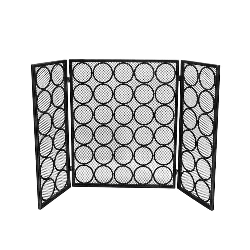 Hartly Modern Three Panel Fireplace screen by Christopher Knight Home - 30.00" H x 46.75" W x 1.25" D - Black Silver