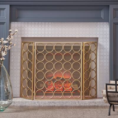 Hartly Modern Three Panel Fireplace screen by Christopher Knight Home - 30.00" H x 46.75" W x 1.25" D