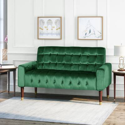 Harnett Tufted Velvet Tapered Leg Loveseat by Christopher Knight Home