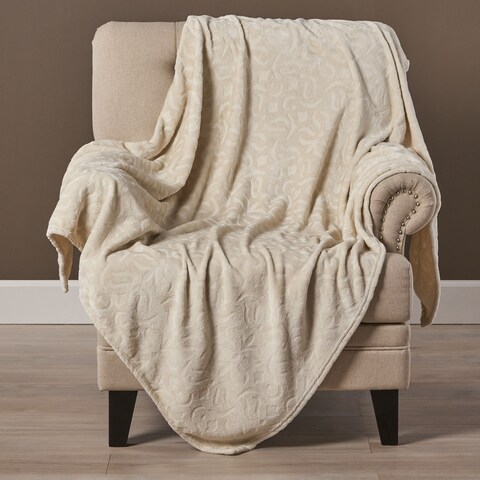 Fredonia Embossed Flannel Throw Blanket by Christopher Knight Home